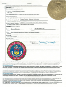 Colorado Apostille Certificate