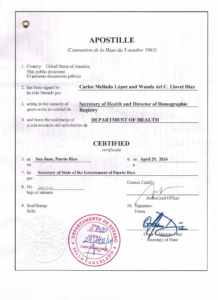 Puerto Rico Apostille Certificate