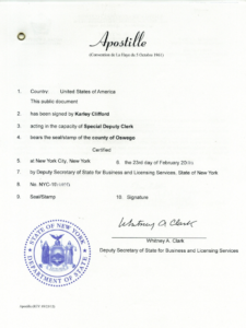 NY State Apostille Certificate